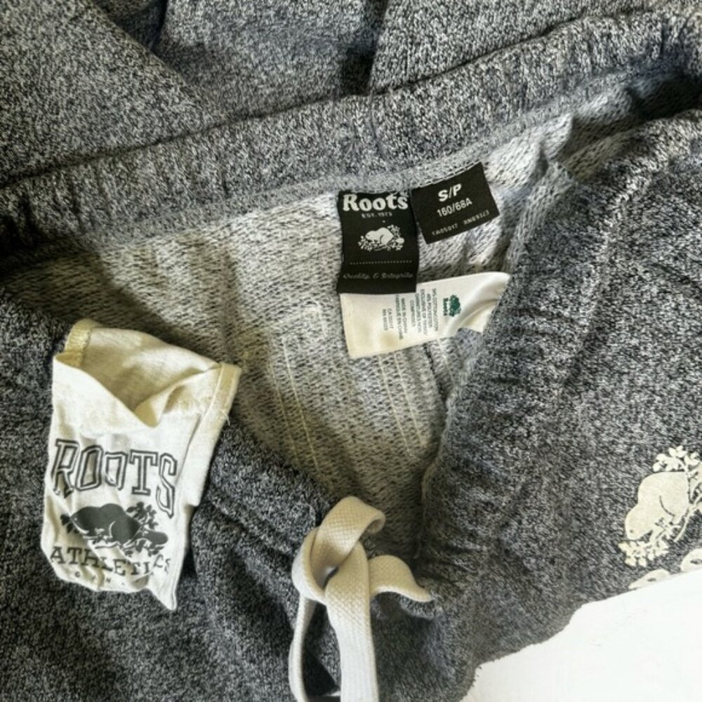 Roots Cotton Salt & Pepper Back Logo Pockets Cuff Sweatpant Track Pants Joggers - Picture 11 of 16